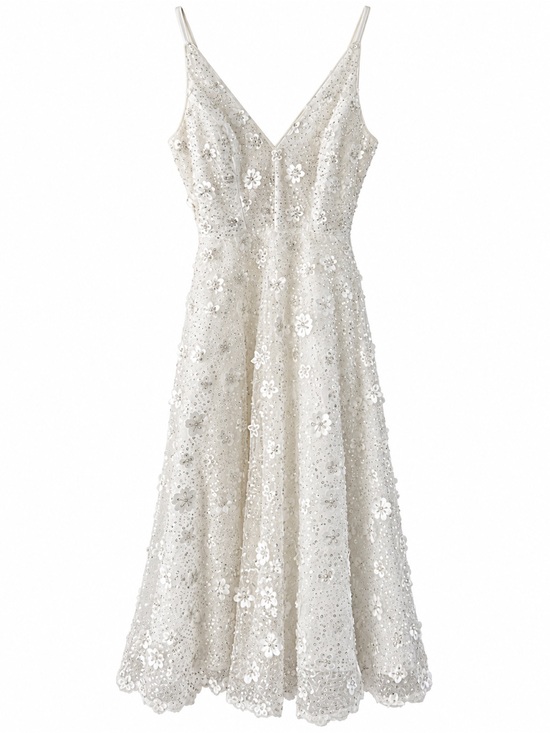 Dress the Population Dresses & Skirts - Dress the Population White Sequin Floral Midi Dress